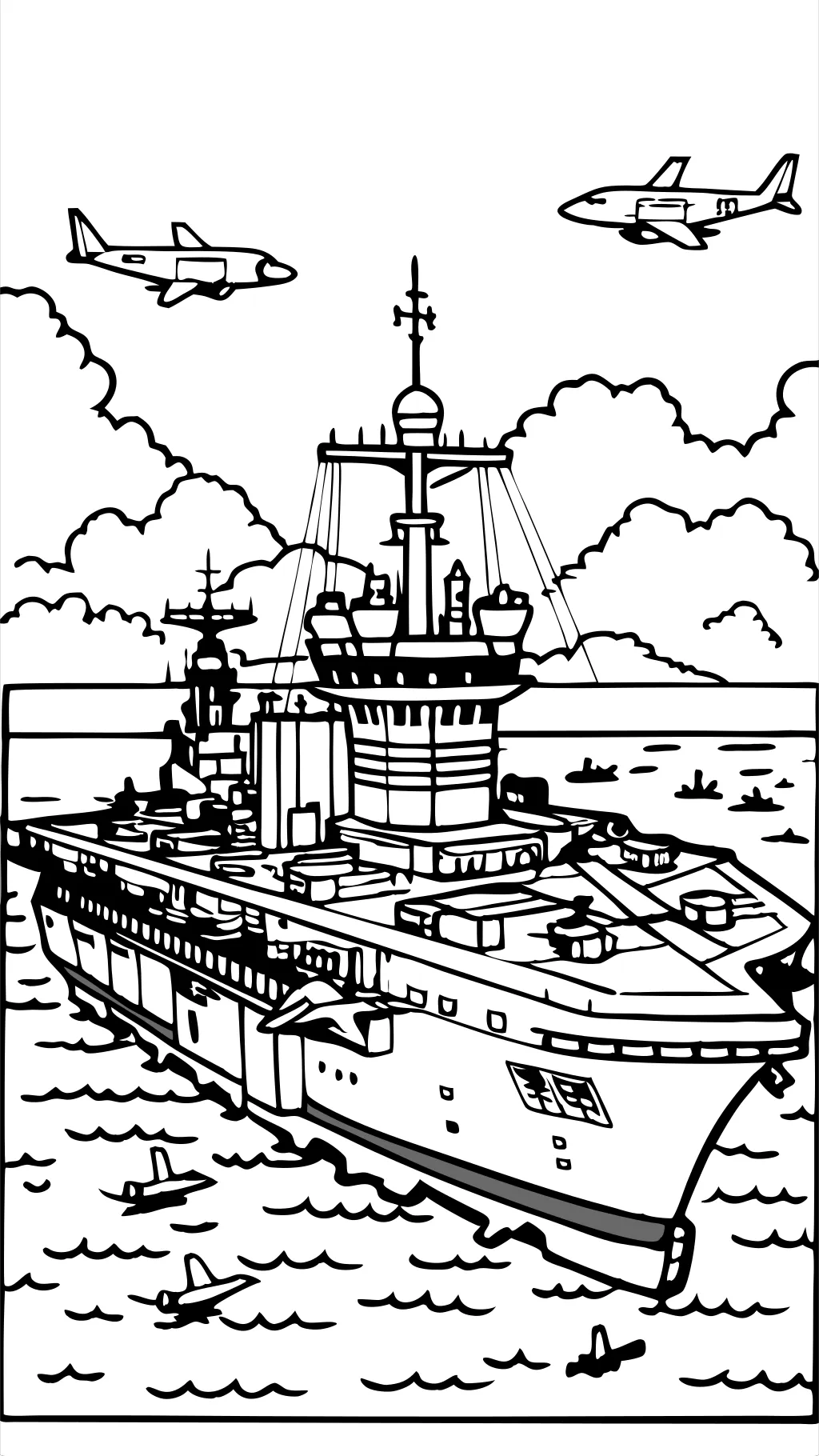 aircraft carrier coloring page